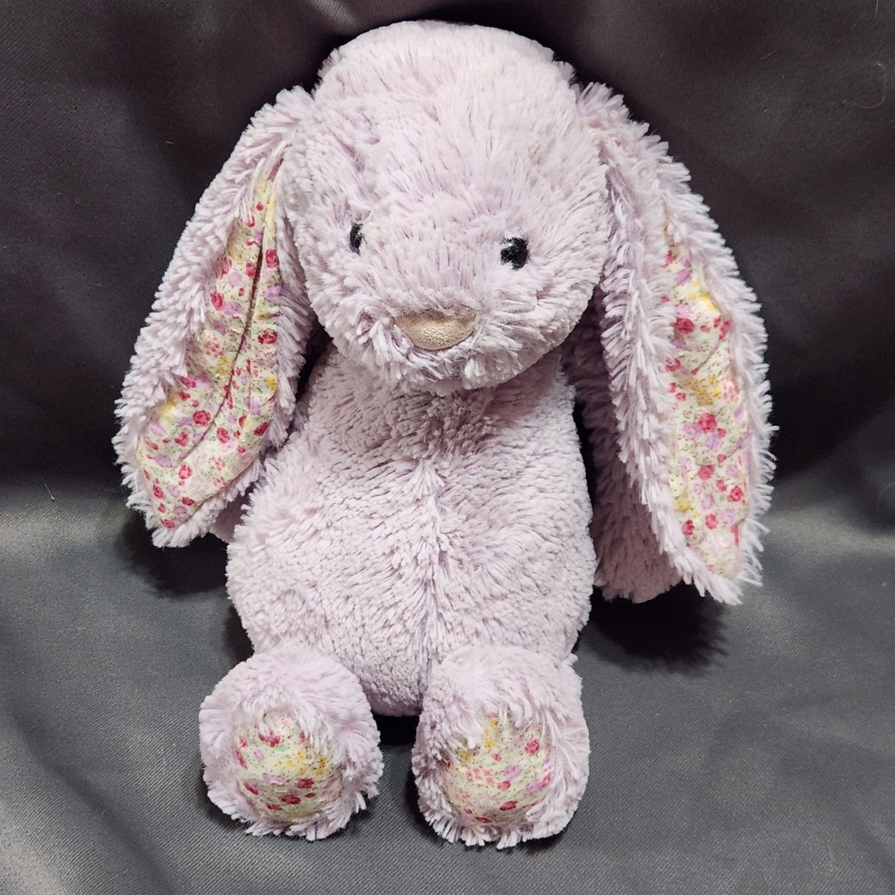 Jellycat Bashful Blossom Bunny Lilac Purple Floral Ears Plush Rabbit JCINC3499
